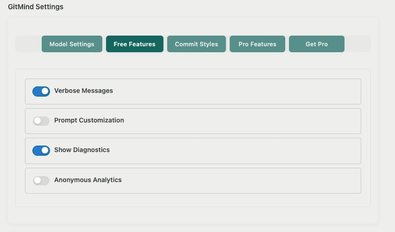 GitMind - Free commit message control feature