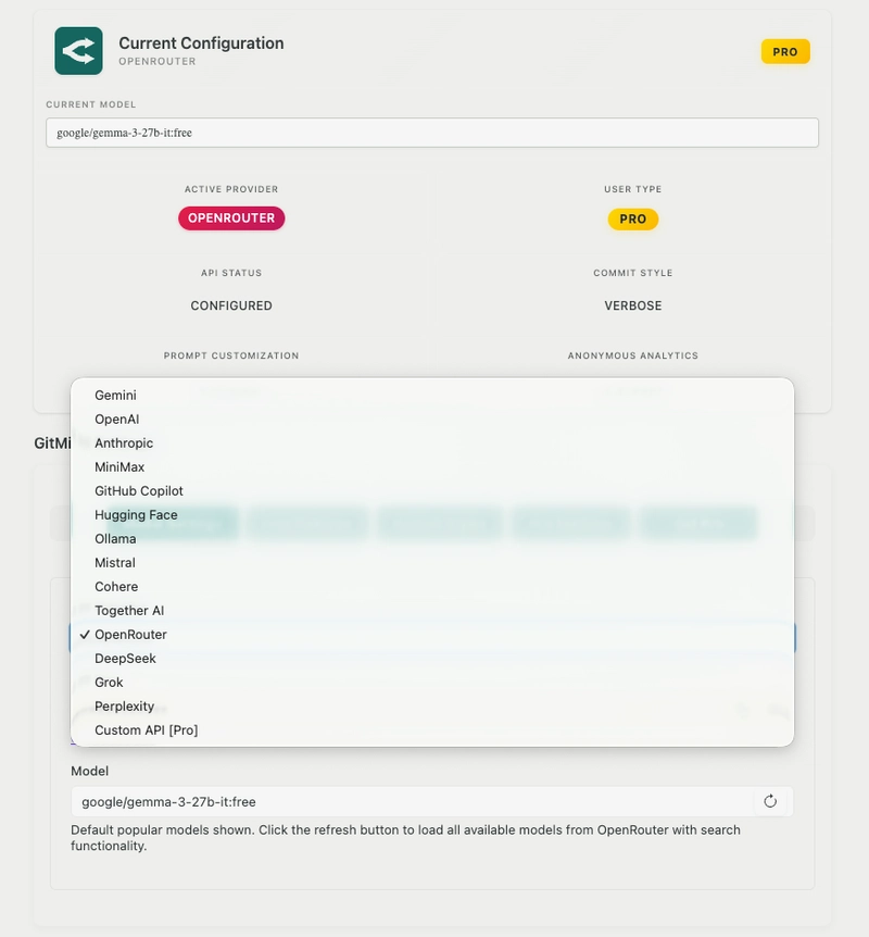 GitMind - List of all supported API providers (v4.5.4)